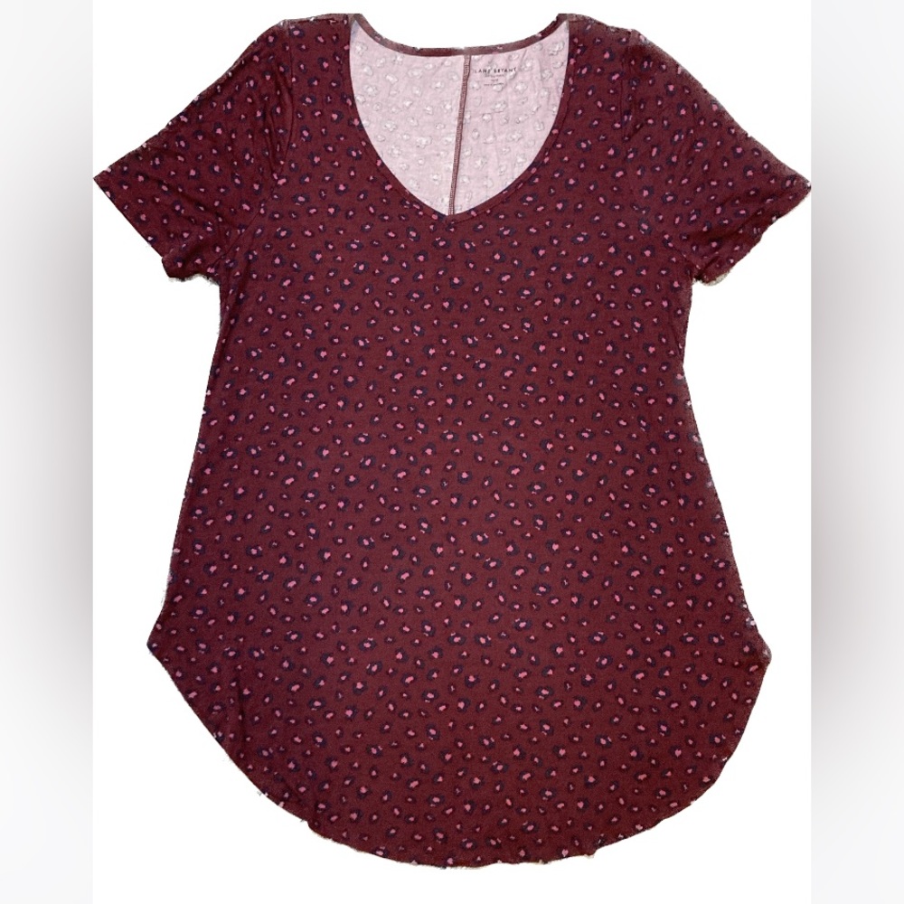 C02 Lane Bryant Top Fitted Tunic Leopard Cheetah Short Sleeve Comfy Sz 14/16